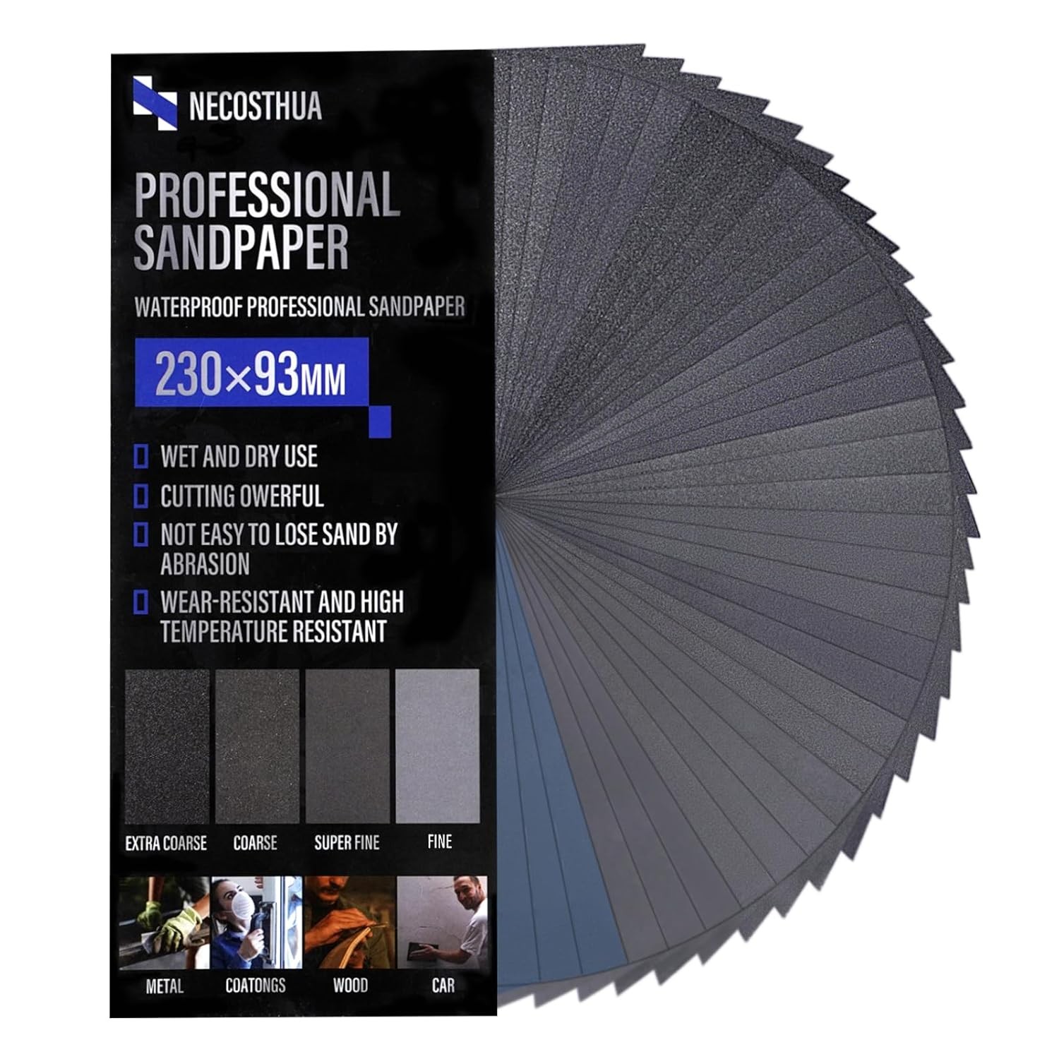 Sandpaper Assortment 42pcs 120-3000 Grit Wet Dry 9x3.6in gallery