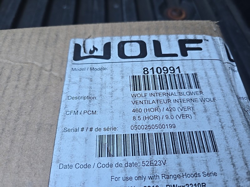 Wolf 500 CFM Internal Range Hood Blower in Stainless Steel - 810991 gallery