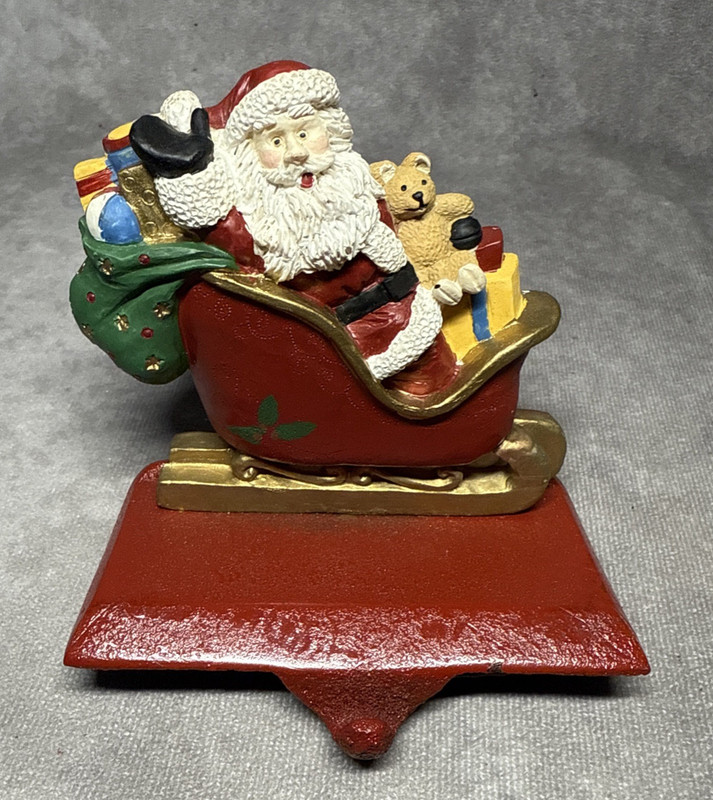 Windsor Collection Santa Sleigh Stocking Holder Cast Iron Base Resin Christmas gallery