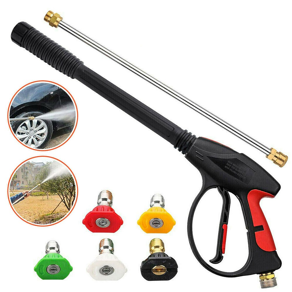 4000PSI High Pressure Power Washer Spray Gun Wand Lance Nozzle Tips Hose Kit M22 gallery