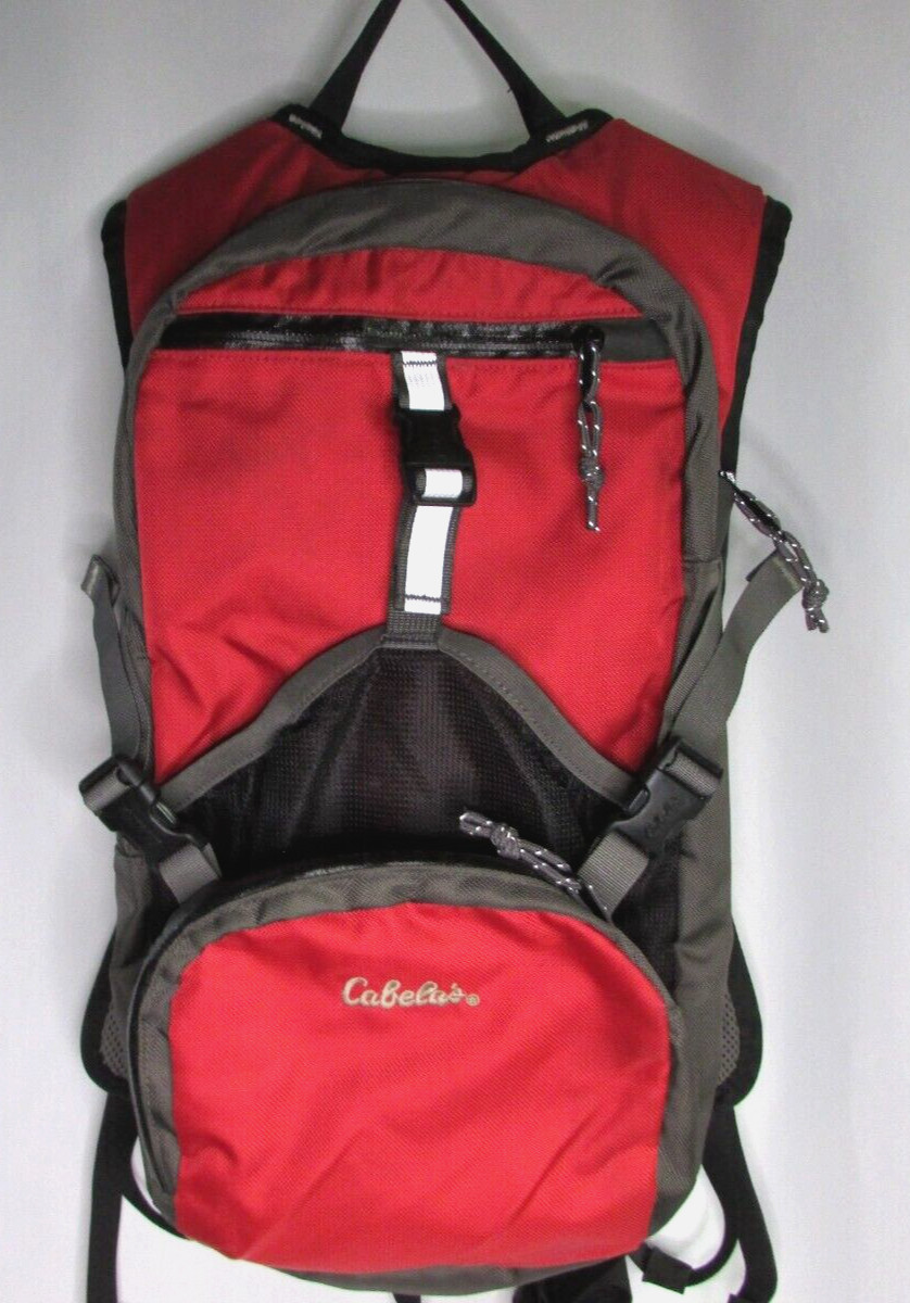 Cabela’s Hydration Hiking Red Backpack No Bladder Padded Adjustable Pull Straps