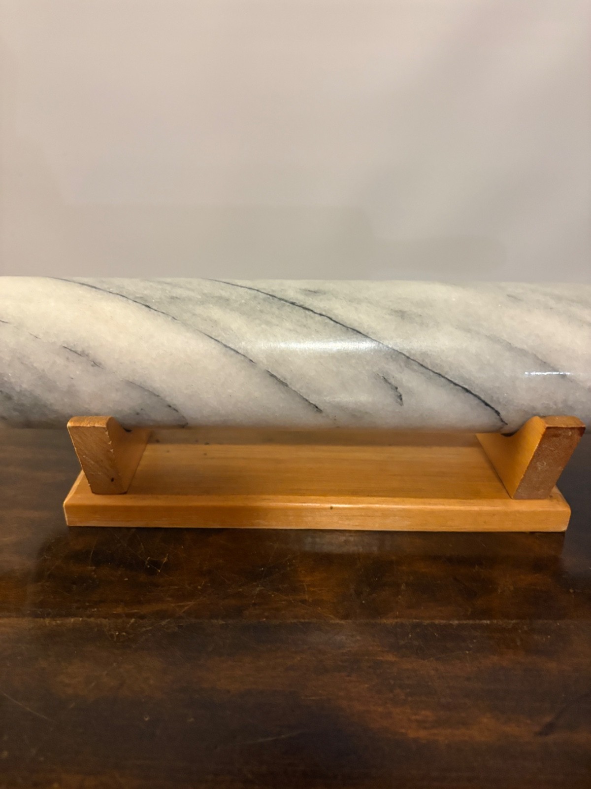 Grey & White Marble Rolling Pin with Holding Stand 18" Kitchen Decor gallery