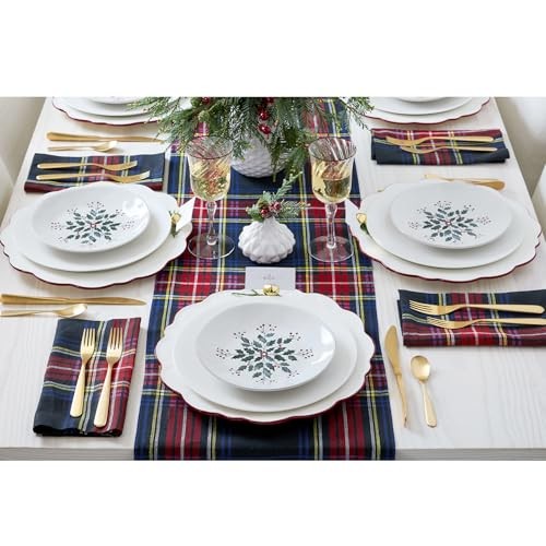 Linen Plaid Table Runner 48 Inches - 100% Pure Linen 14 x 48 Inch Black gallery