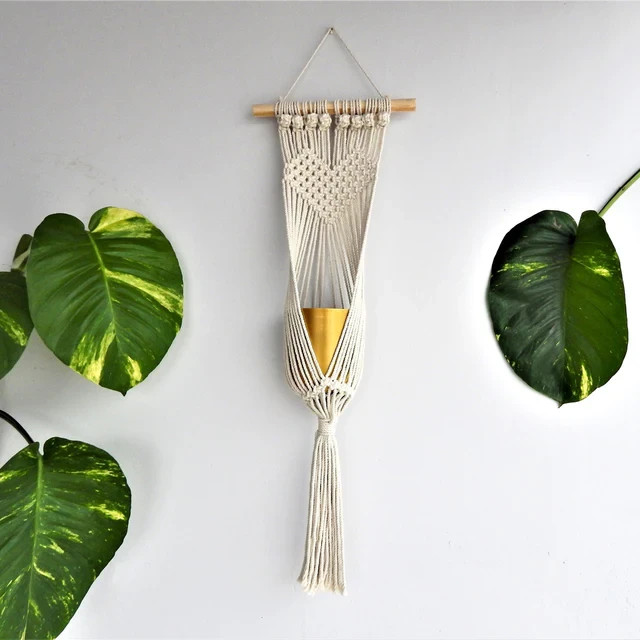 Macrame Plant Hanger Handmade Cotton Rope Hanging Planter for Outdoor 29" gallery