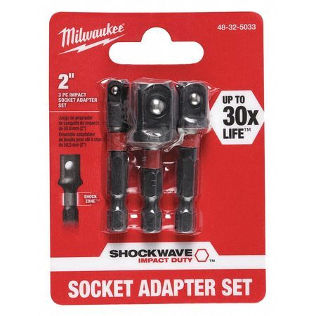 Milwaukee Tool 48-32-5033 Shockwave Impact Hex Shank Socket Adapter Set, 1/4 In gallery