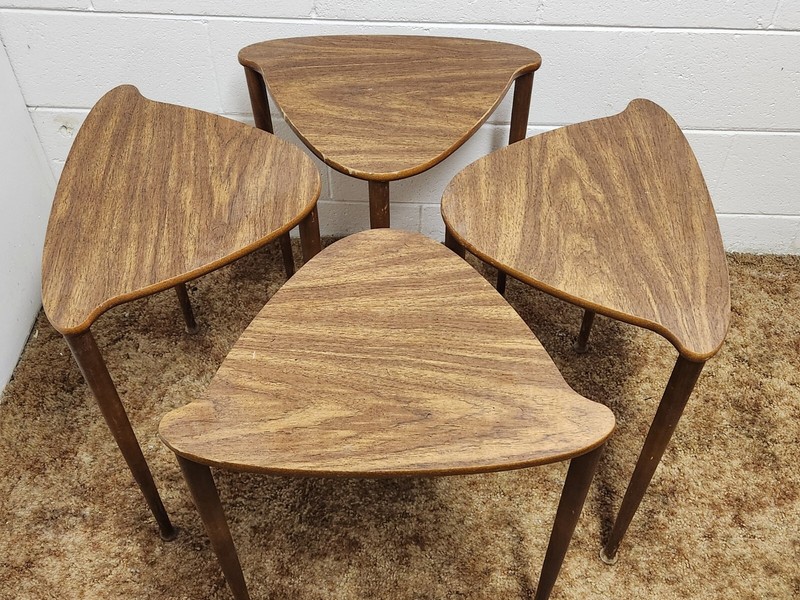 MCM Nesting Stacking Tables Side End Unusual Shape Set Of 4 Vintage Rough Parts gallery