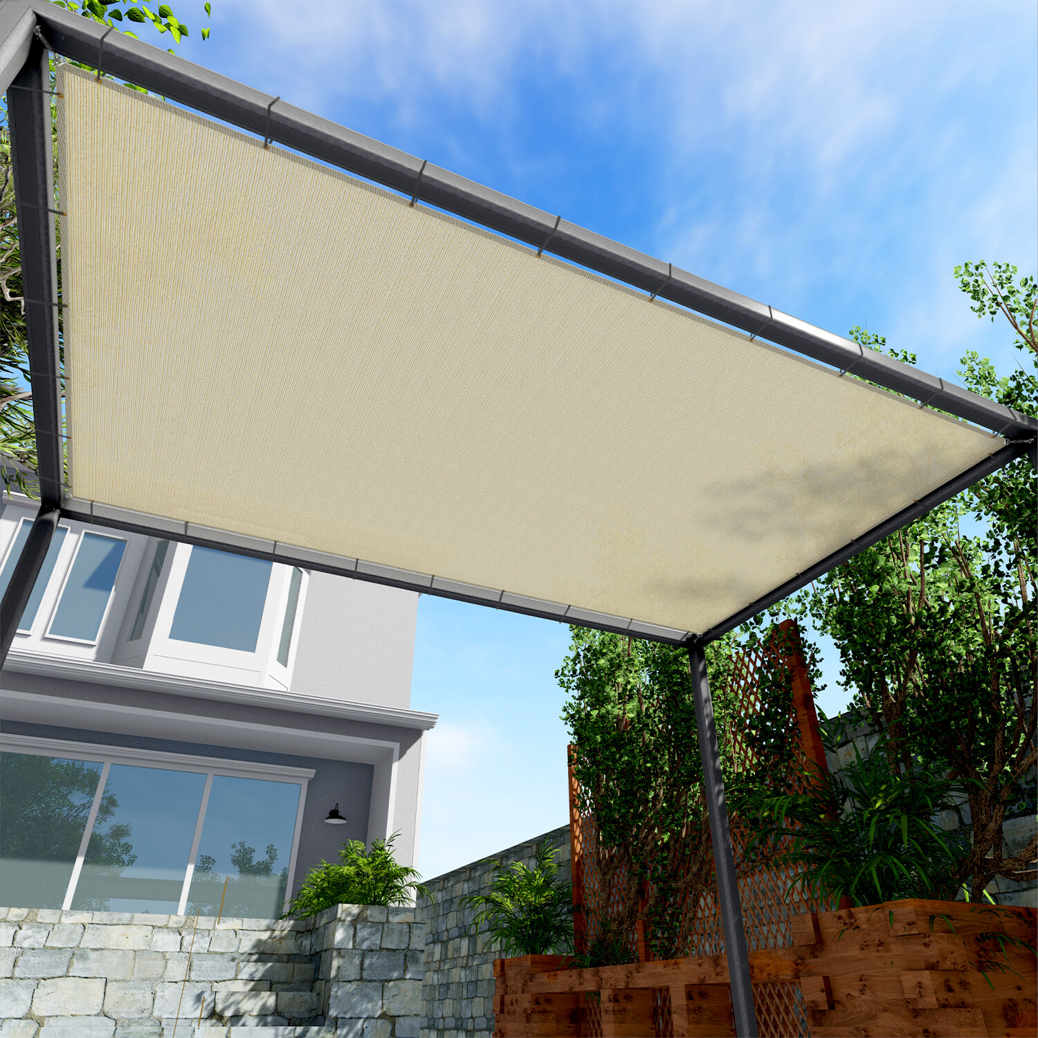 16FT Straight Edge Sun Shade Sail Breathable UV Blocker Patio Pool Cover Custom gallery