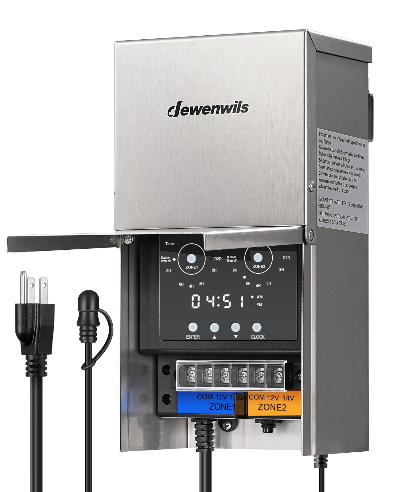 300W Low Voltage Landscape Transformer, Multi Zone, 120V to 12V/14V,Weatherproof gallery