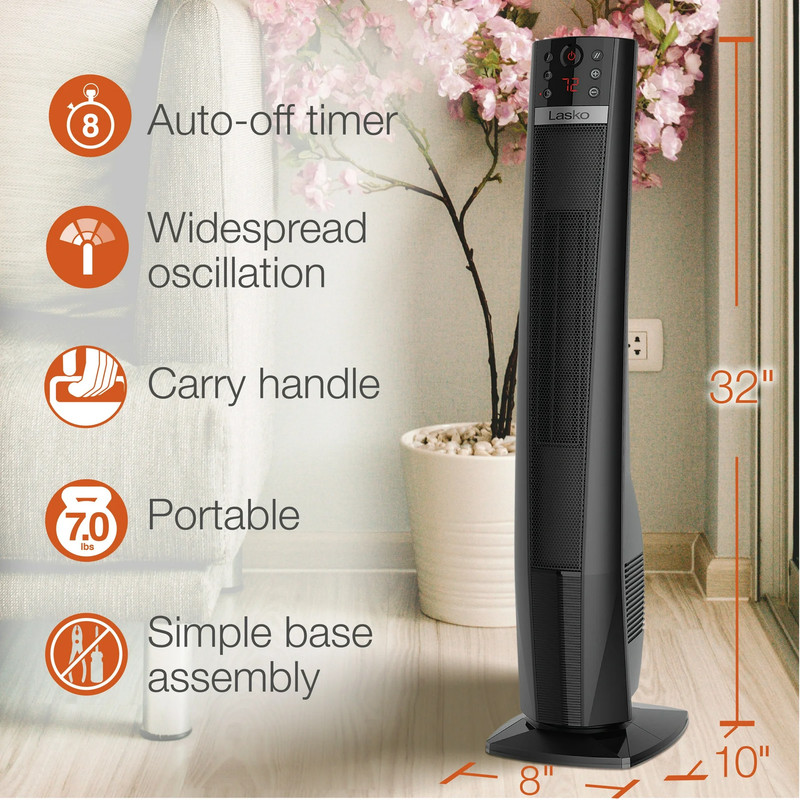 Lasko Oscillating 32" Ceramic Tower Space Heater 1500W Remote Control 8hr-Timer gallery