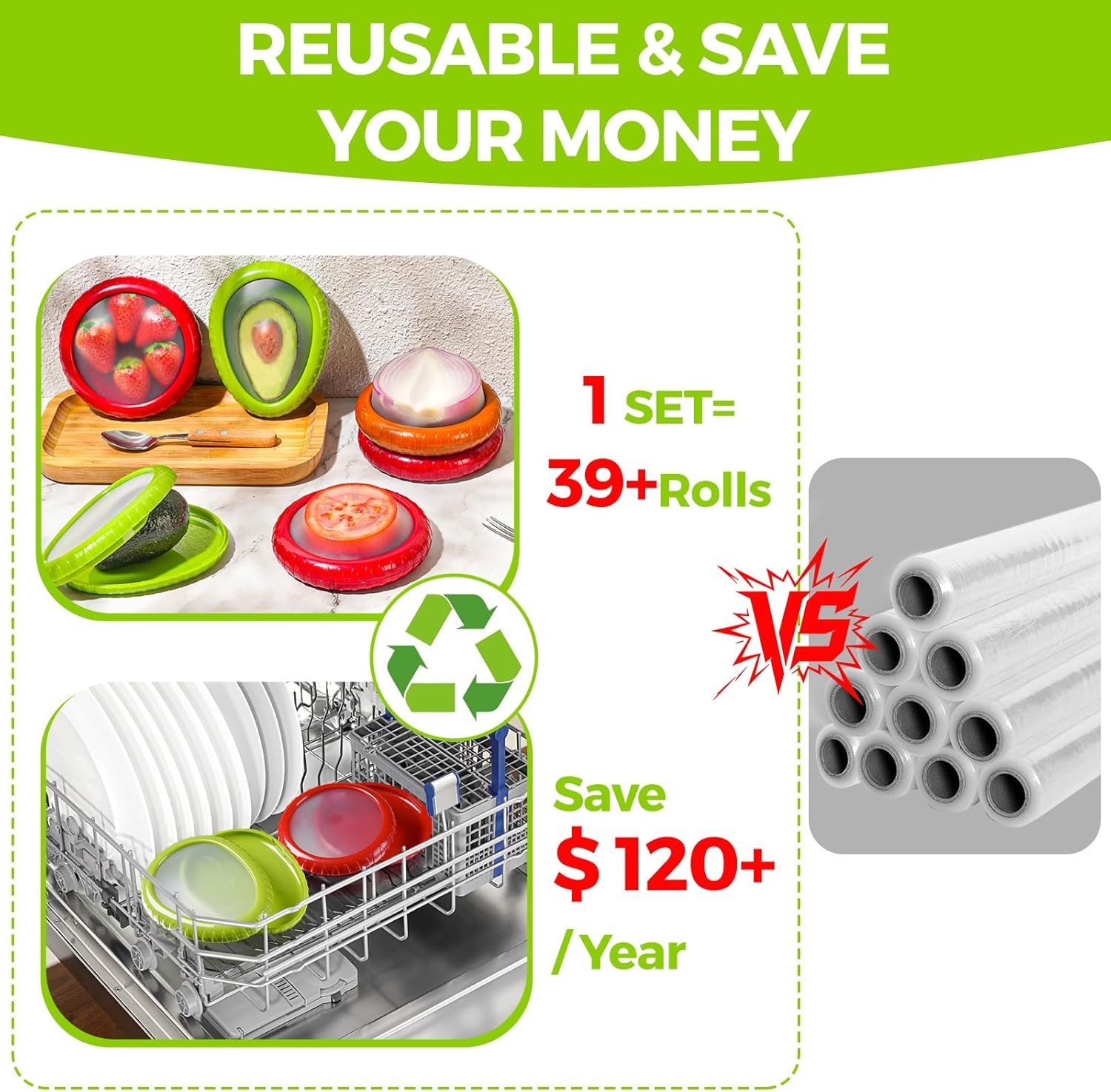 4 Pack Food Storage Pods Reusable Containers Silicone Fruit and Veggie Keepers gallery