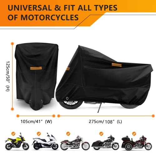 Universal Motorcycle Cover Waterproof Outdoor Storage All 108" Length black gallery