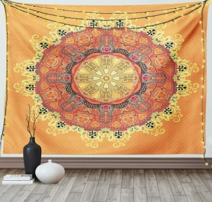 Mandala Tapestry, Floral Mandala Pattern Leaves Art Theme Inspired Medallion gallery
