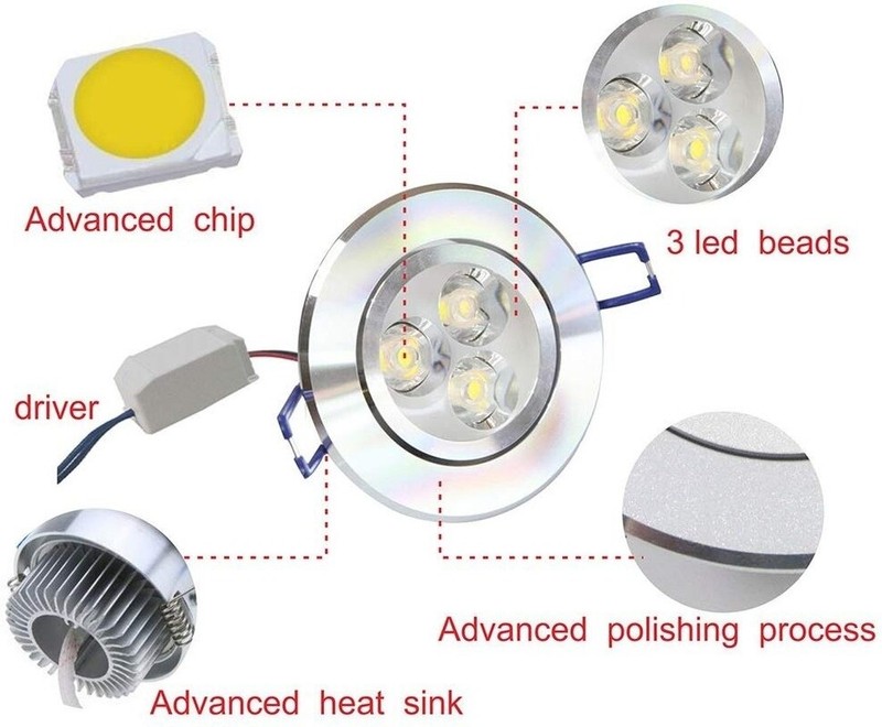 4/8/16Pc Dimmable LED Downlight 3W Recessed Ceiling Light Spotlight 85V-265V gallery