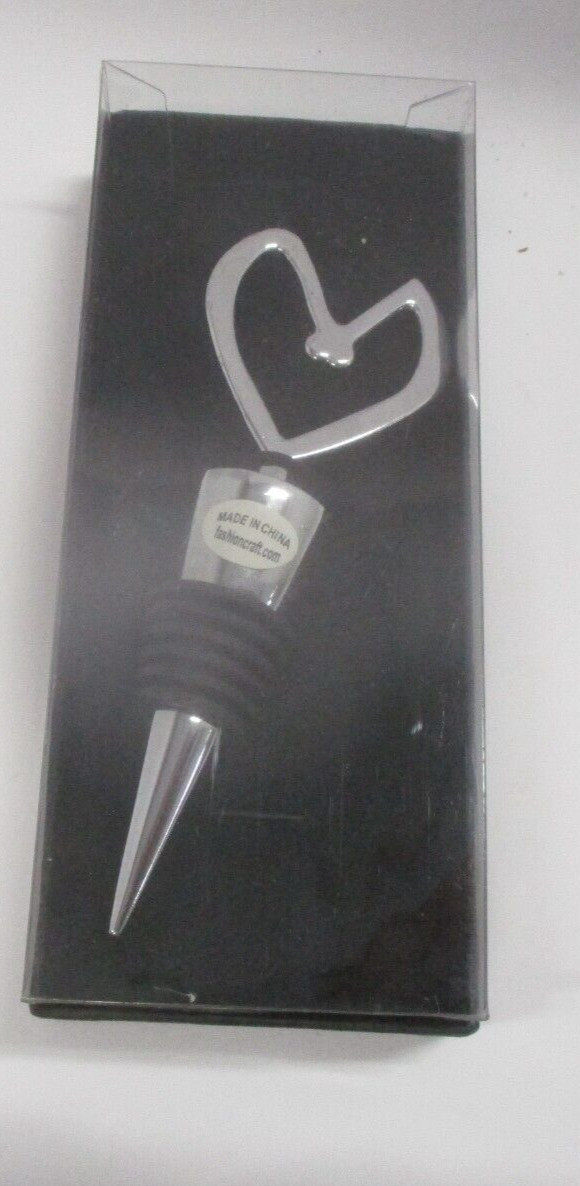 SILVERTONE HEART SHAPE TOPPER WINE CHAMPAGNE BOTTLE STOPPER CORK gallery