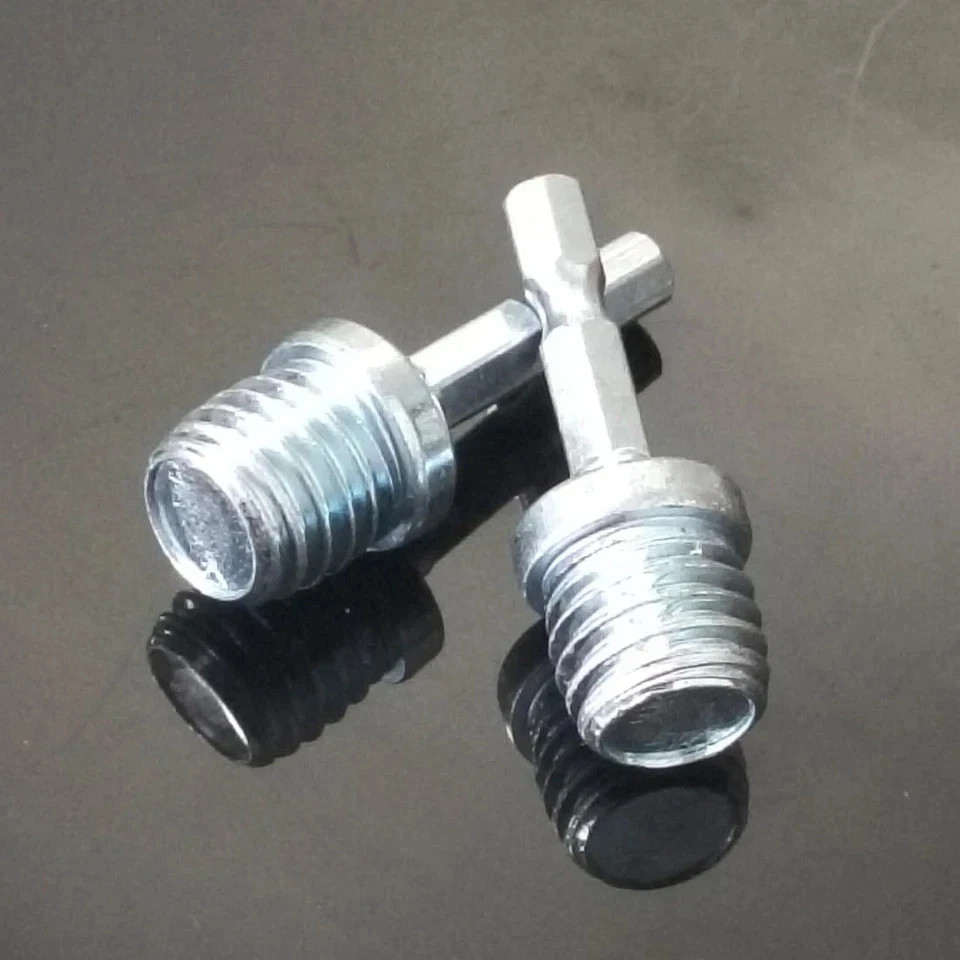 2 Pcs 5/8"-11 Male Thread to 1/4" Hex Shank Drill Adapter, 5/8”-11 UNC Thread to gallery