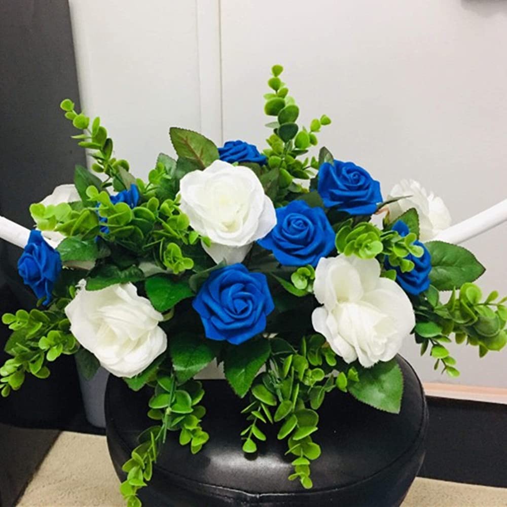 Cabezas rosas artificiales, azul rey, rosas artificiales espuma manualidades. gallery