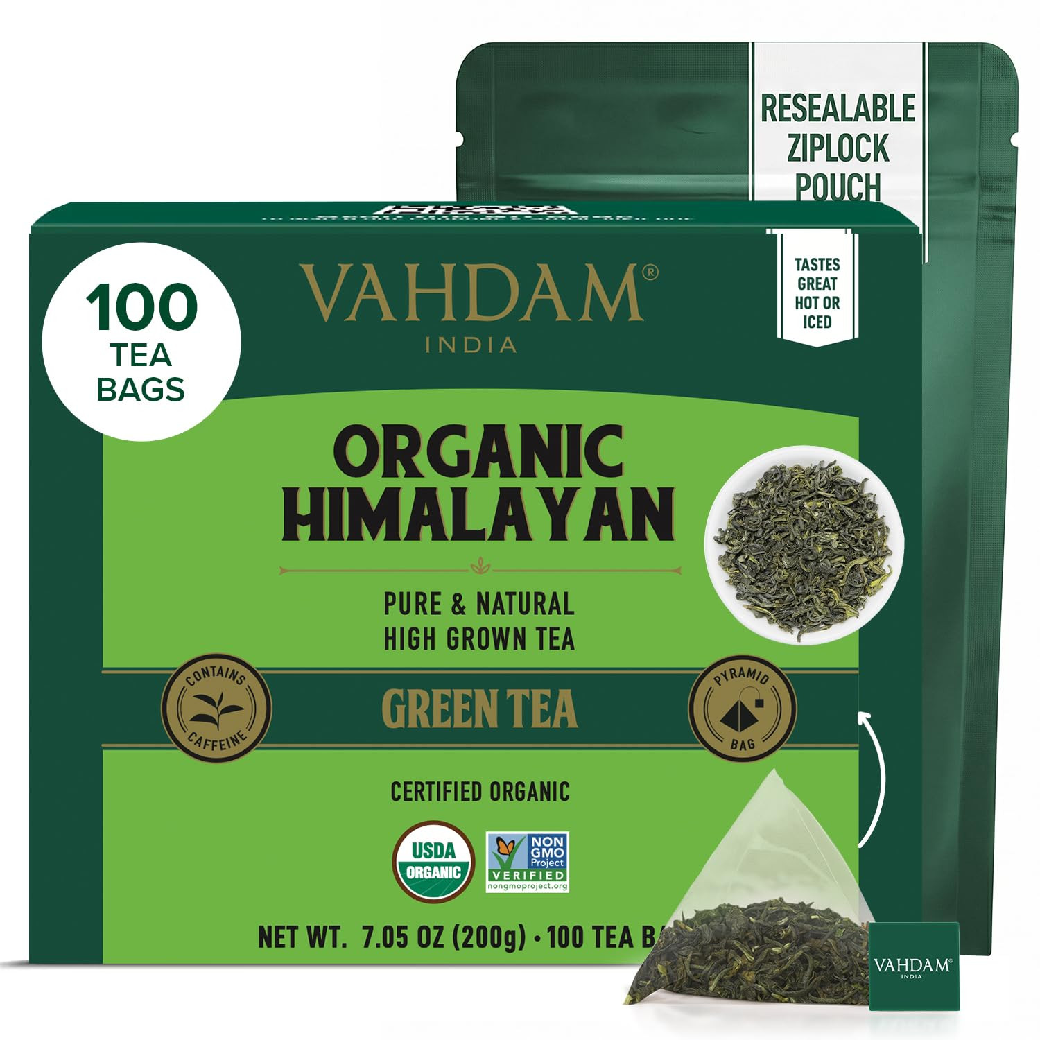 , Organic Himalayan Green Tea (100 Count) High Grown, Non GMO, Gluten Free, Low gallery