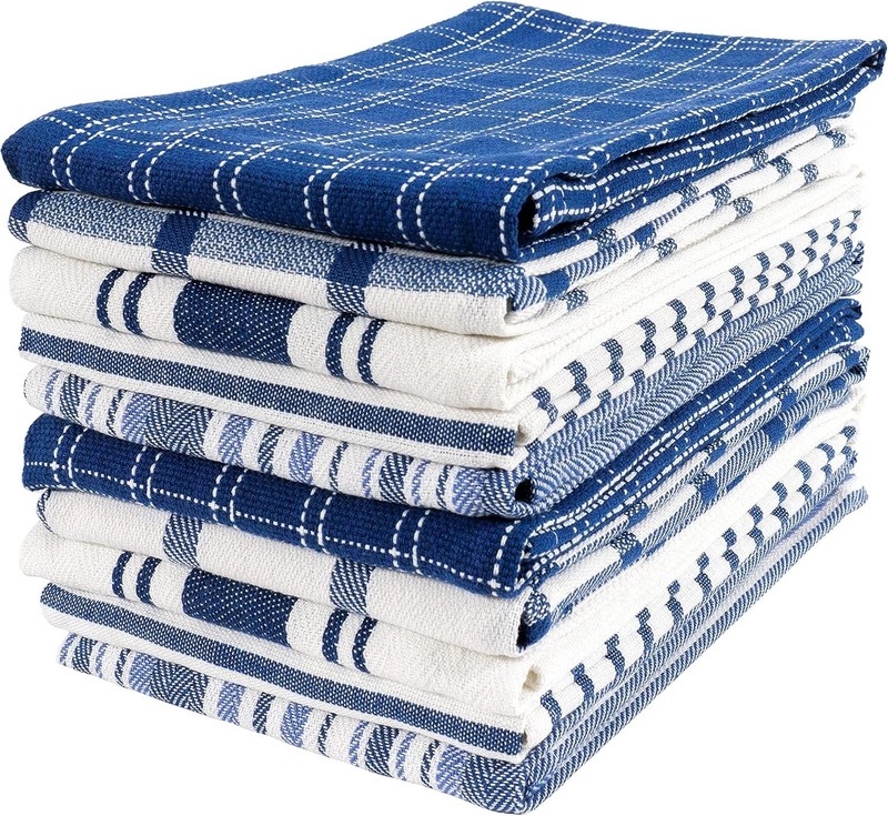 Assorted 10 Pack Flat Kitchen Towels 100% Cotton Ultra Absorbent and Fast-Drying gallery