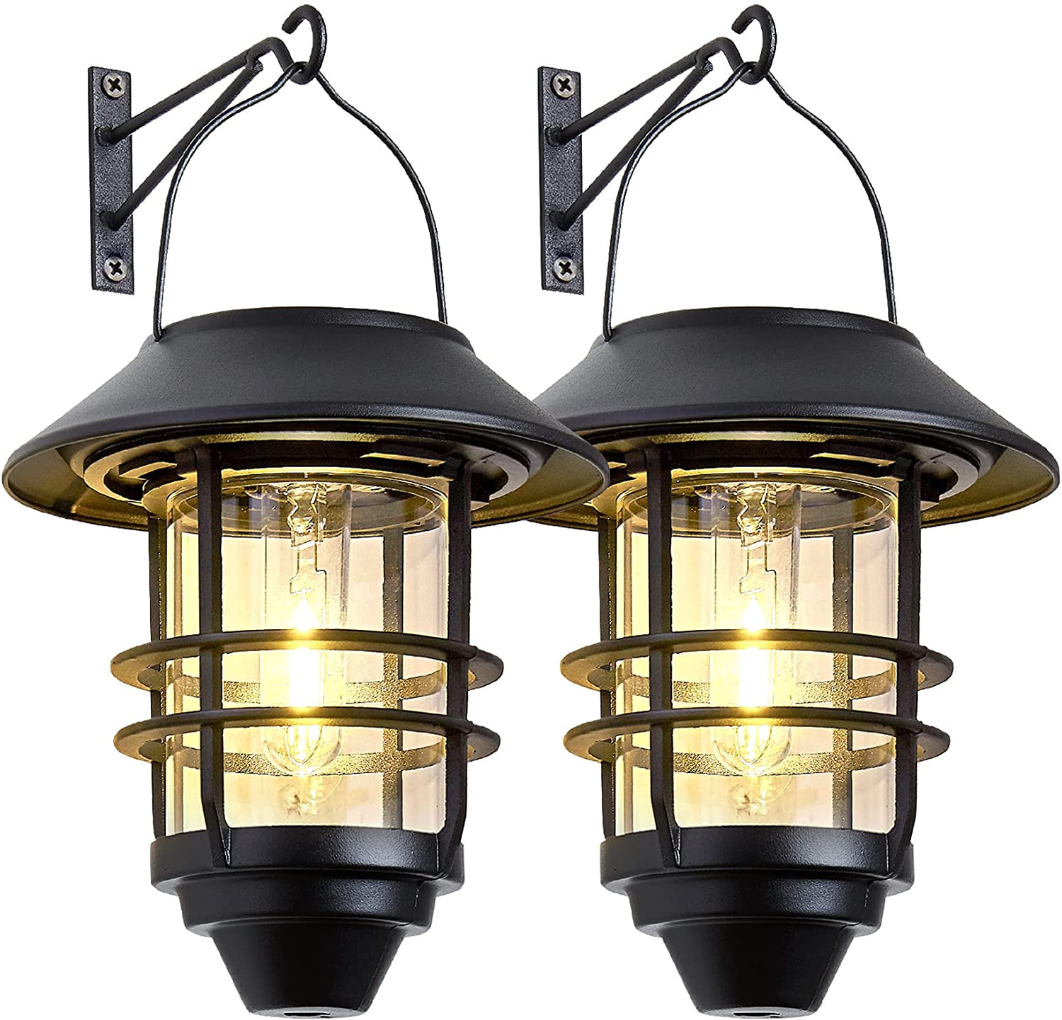 Solar Lantern Outdoor Lights, Hanging Waterproof Lantern Lights with Wall Mount gallery