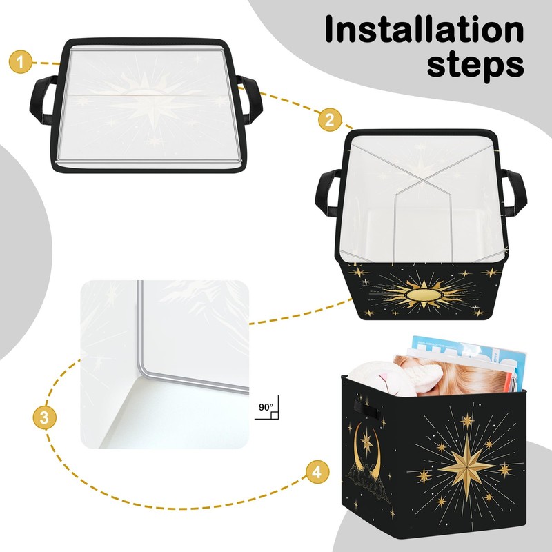 11.8"Sun Moon Celestial Storage Cube Organizer Set 3Pcs Clothes Basket Bin gallery