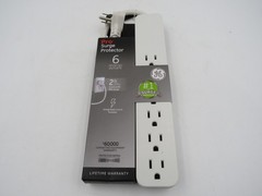 GE Pro 6-Outlet Surge Protector 2 Ft Extension Cord 620 Joules Strip NEW