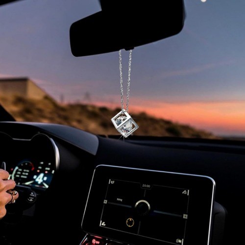 Bling Diamond Cube Car Rear View Mirror Charms, Crystal Sun Catch Color: White gallery