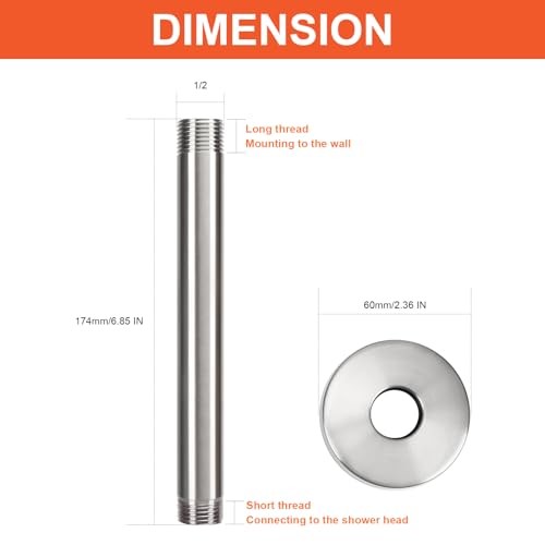 Ceiling Mounted Shower Arm, Rain Extension Arm with Brushed Nickel 6 Inch gallery
