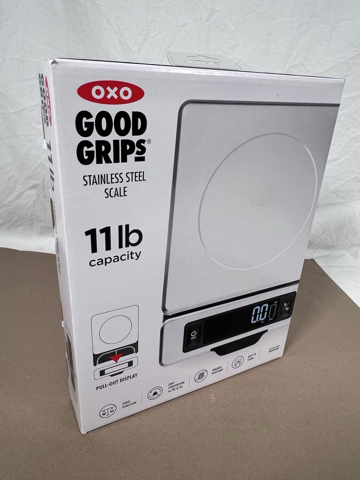 New OXO Good Grips Kitchen Scale Stainless Steel 11 lbs Capacity 1 gram 0.1 oz gallery