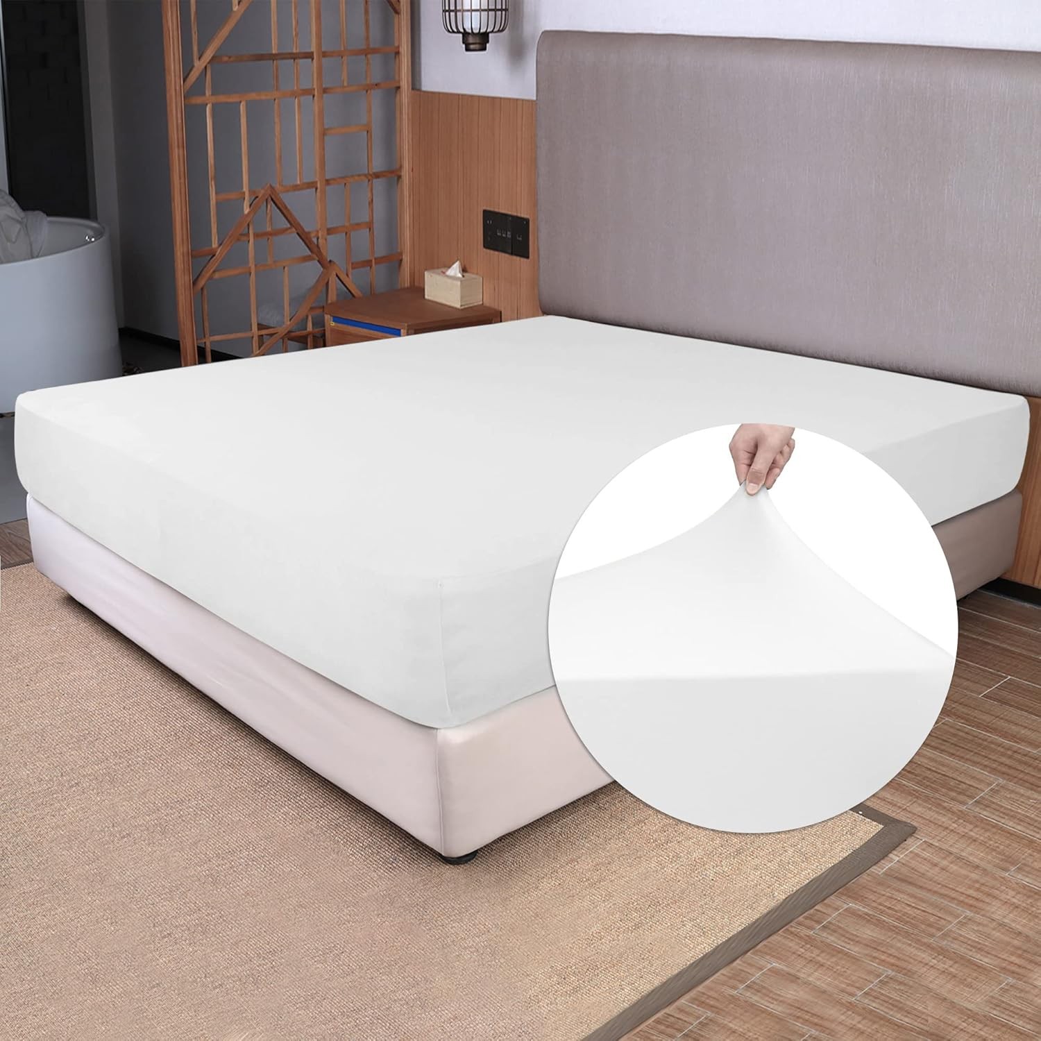 Soft Stretch King Size Fitted Sheet Only Jersey Knit 4-Way Stretchy Snug Fit gallery