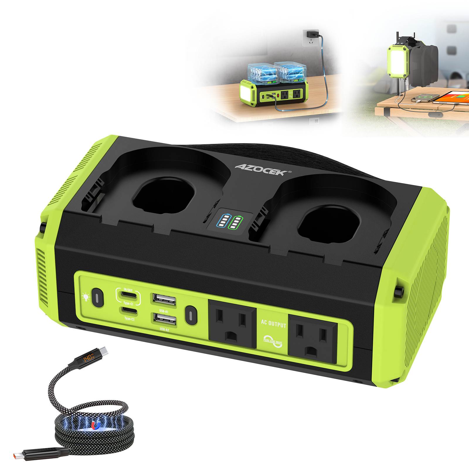 350W Pure Sine Wave Inverter Compatible with RYOBI 18V Battery gallery
