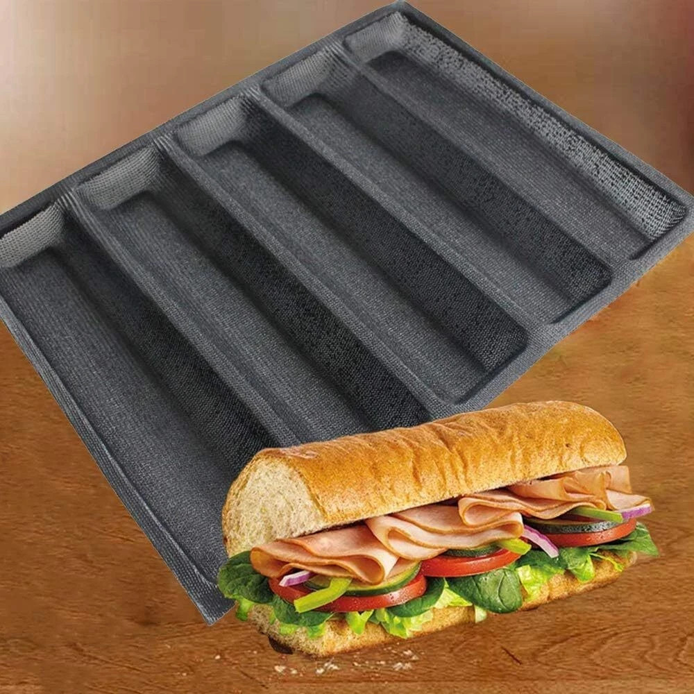 Silicone Perforated Baking Forms Sandwich Mold French Baguette Bread Pan Mat 5 L gallery