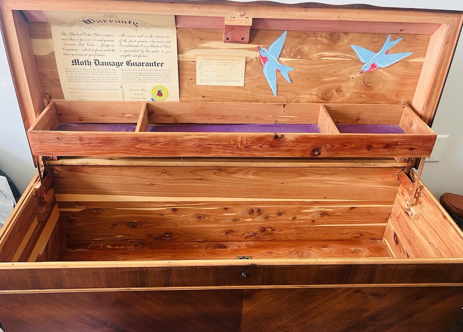 Bluebird Cedar Chest Brown Solid Wood Rectangular Storage Chest Trunk Hinged Lid gallery