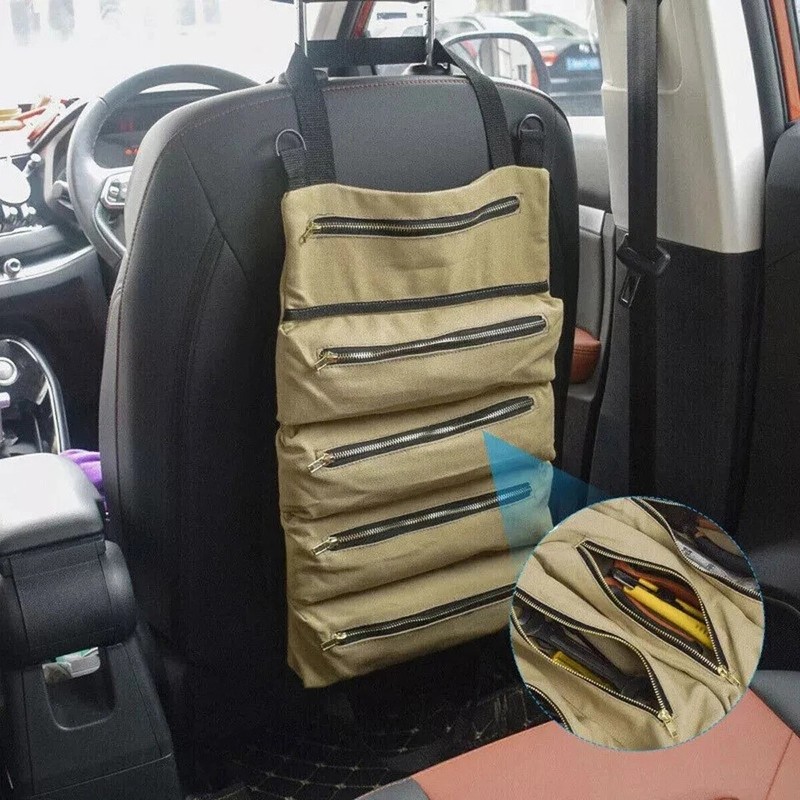 Multi-Purpose Tool Roll Up Bag 5 Pocket Wrench Pouch Canvas Hanging Organizer US gallery