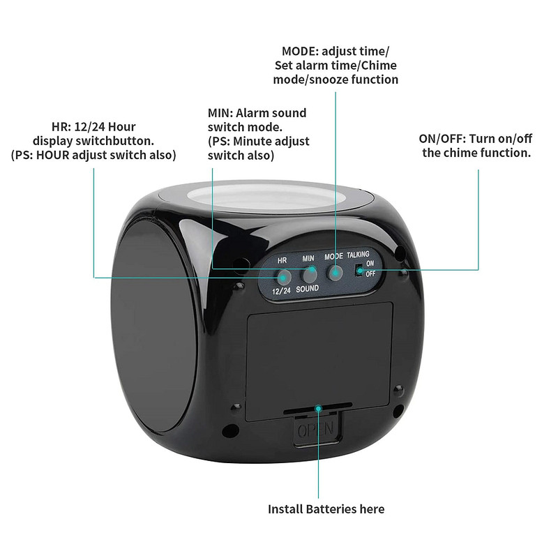 LED Projection Alarm Clock Digital LCD Display Voice Talking Weather Snooze USB gallery