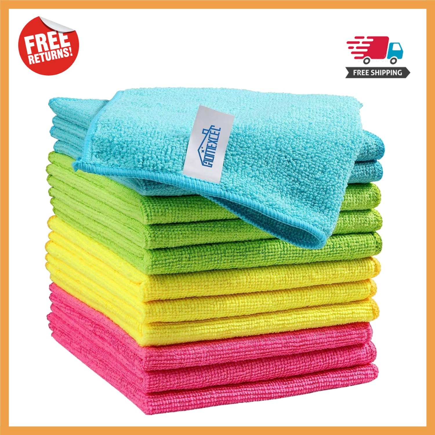 Assorted Color Microfiber Cleaning Cloths - 12 Pack, Extra Absorbent and Durable gallery
