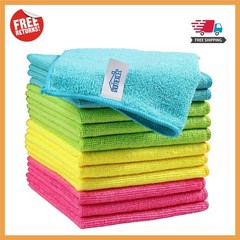 Assorted Color Microfiber Cleaning Cloths – 12 Pack, Extra Absorbent and Durable