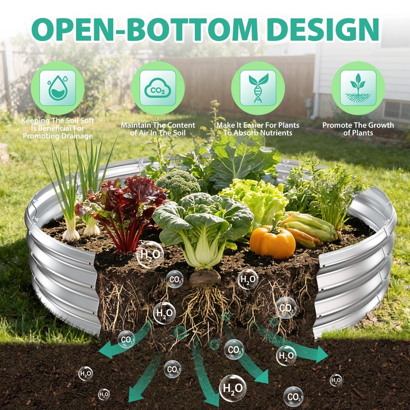 6FT Diameter Galvanized Garden Raised Bed/Plant 72 Dia X 12 inches Silver gallery