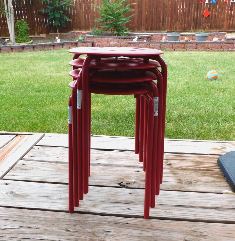 New IKEA Marius 4 Stackable Multi-Purpose Red Stools 17 1/2" Tall w/12" Seat GAR gallery