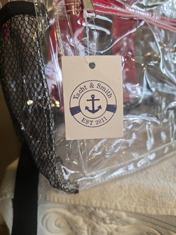 Yacht & Smith Clear & Red Plastic Backpack 17" Double Zipper 5