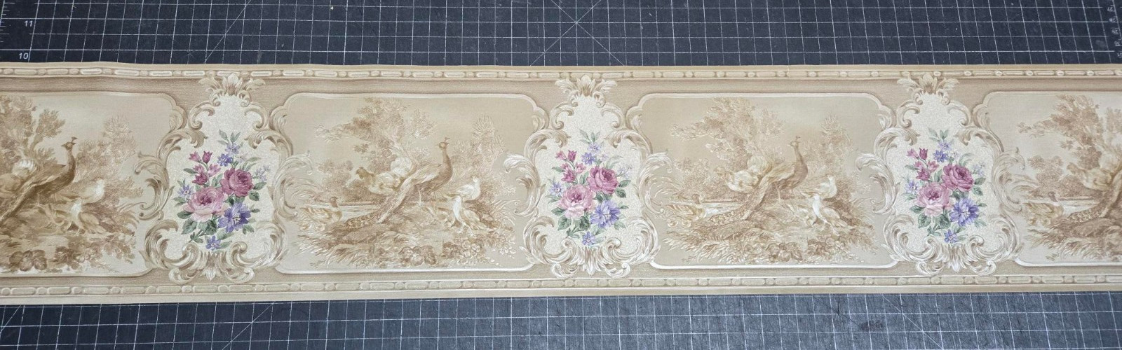 Victorian Style Wallpaper Border FDB07575 Peacocks Flowers 7in x 15ft gallery