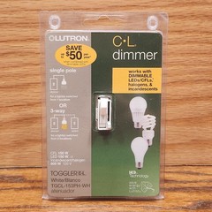 Lutron Toggle Dimmer ~White~ Use for Single or 3-Way – Item #TGCL-153PH-WH NEW