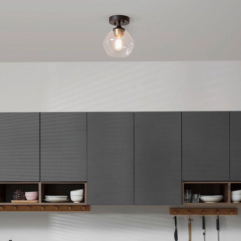 Globe Electric Harrow 1-Light Matte Black Semi-Flush Mount Ceiling Light gallery