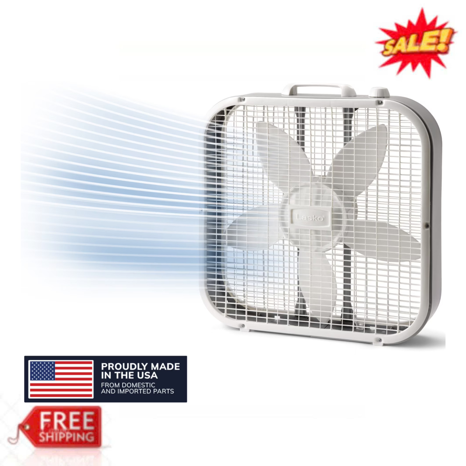 Lasko 20" Classic Box Fan 3-Speed Weather-Resistant Floor Fan White B20200 gallery