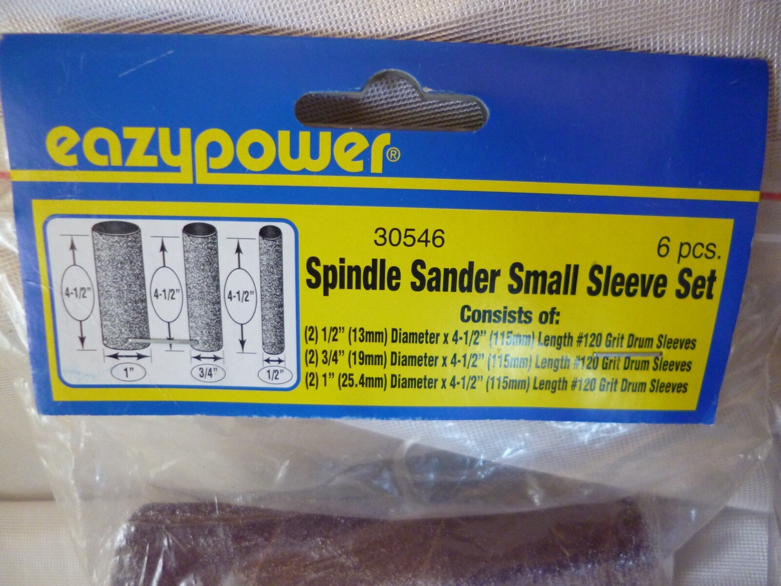 12 DRUM SPINDLE SANDER 4-1/2" SANDING SLEEVES 80/120 GRIT EAZYPOWER 1/2" TO 3" gallery