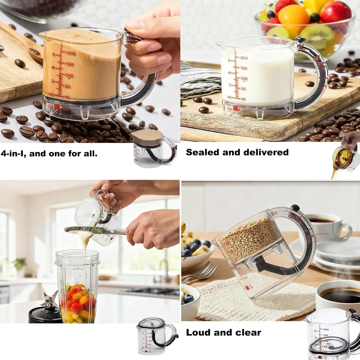4-IN-1 Measuring Cup Adjustable Multi Functional Measuring Cup with Scraper gallery
