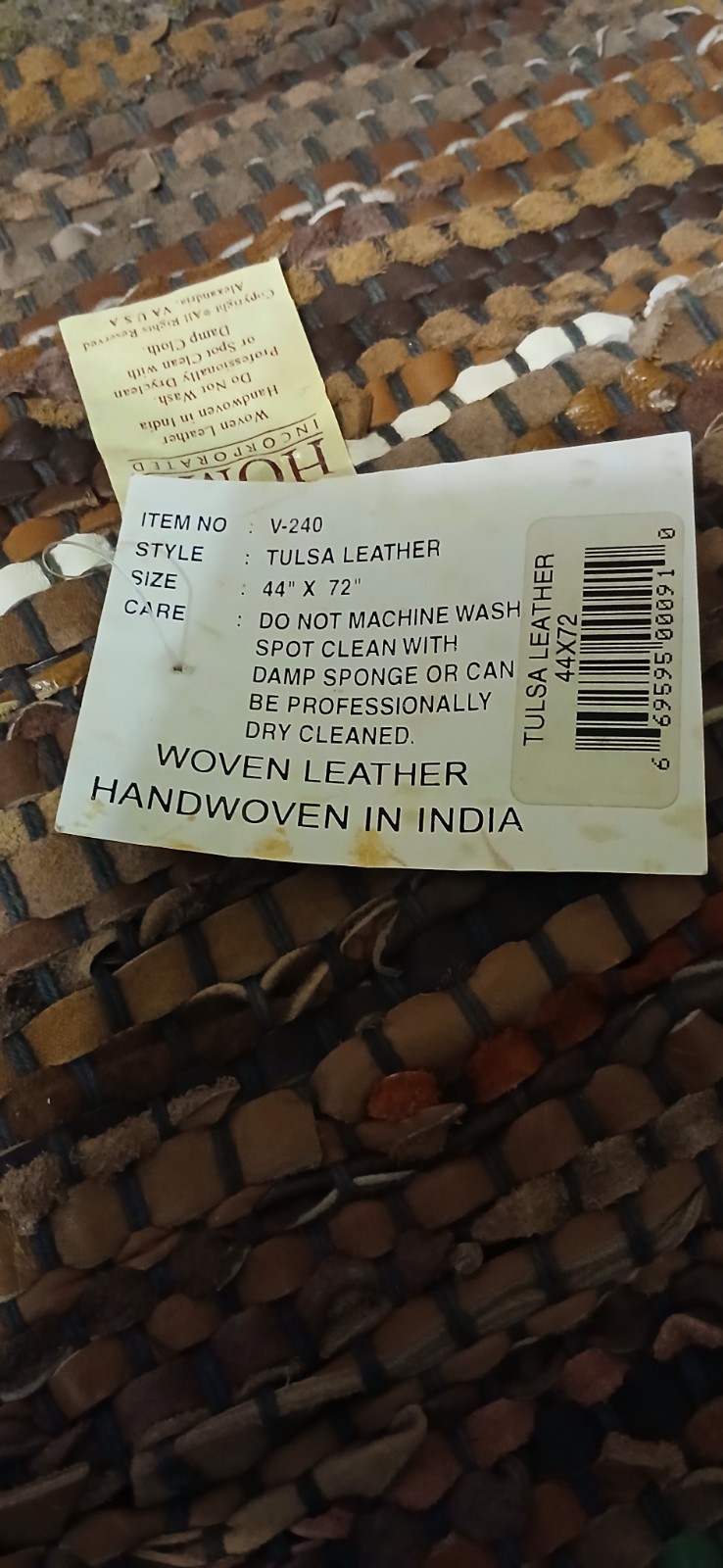 Hand Woven Leather Rug 44"x72" Tulsa Leather India gallery