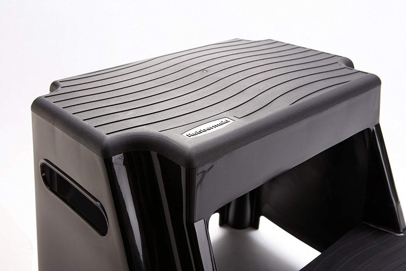 2 Molded plastic step stool,lightweight, abrasion-resistant,non-slip feet, black gallery