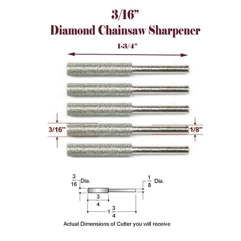 8Pack 3/16" Diamond Chainsaw Sharpener Burr Bit File 120 Grit Dremel Rotary Tool gallery