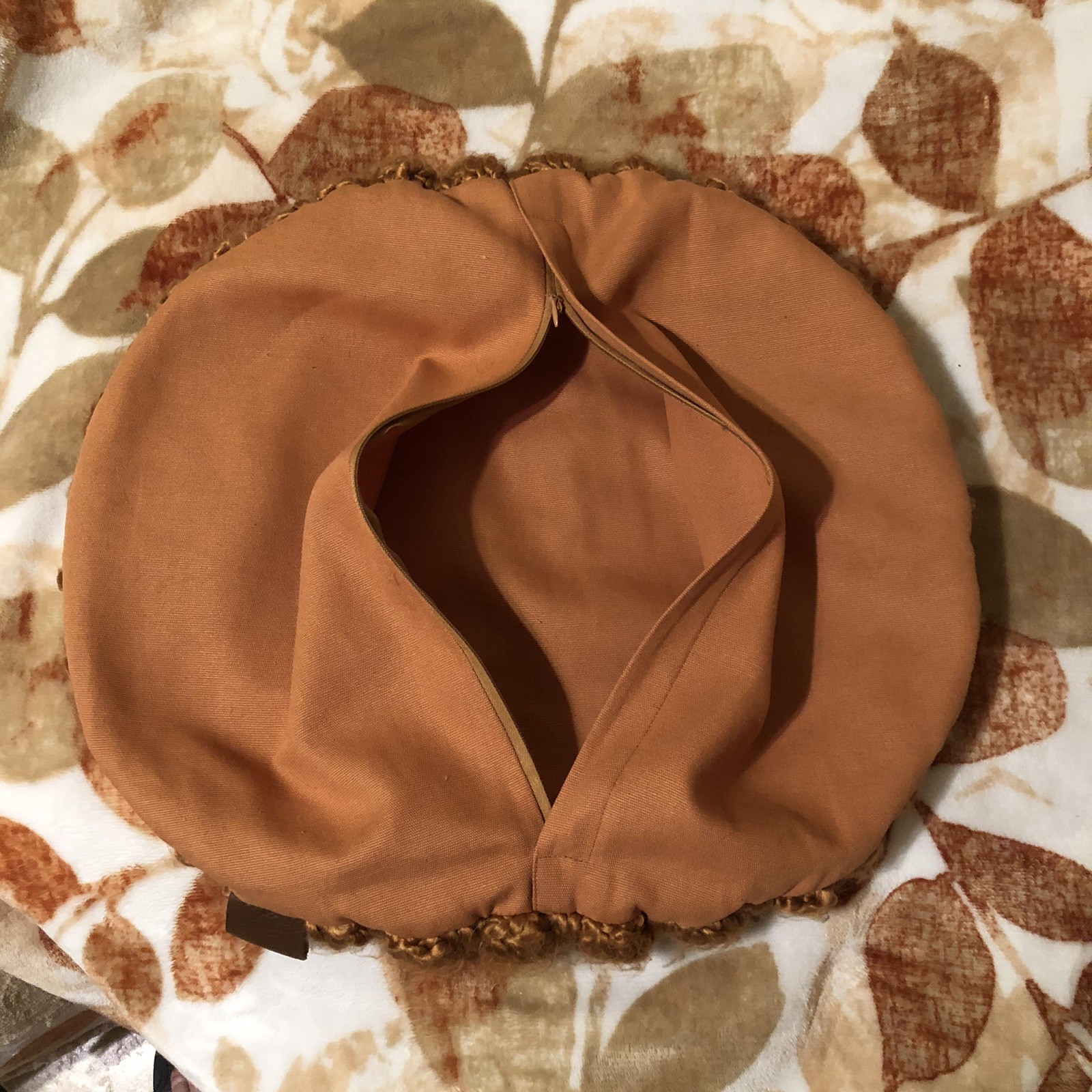 UGG Round Rust Color Crochet Throw Pillow Cover (No Filling/Pillow) 18”Diameter gallery