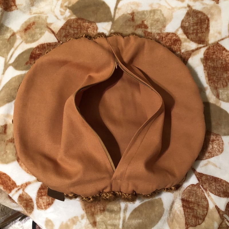 UGG Round Rust Color Crochet Throw Pillow Cover (No Filling/Pillow) 18”Diameter gallery
